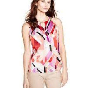 WHBM Sleeveless Cubist Geometric Print Top